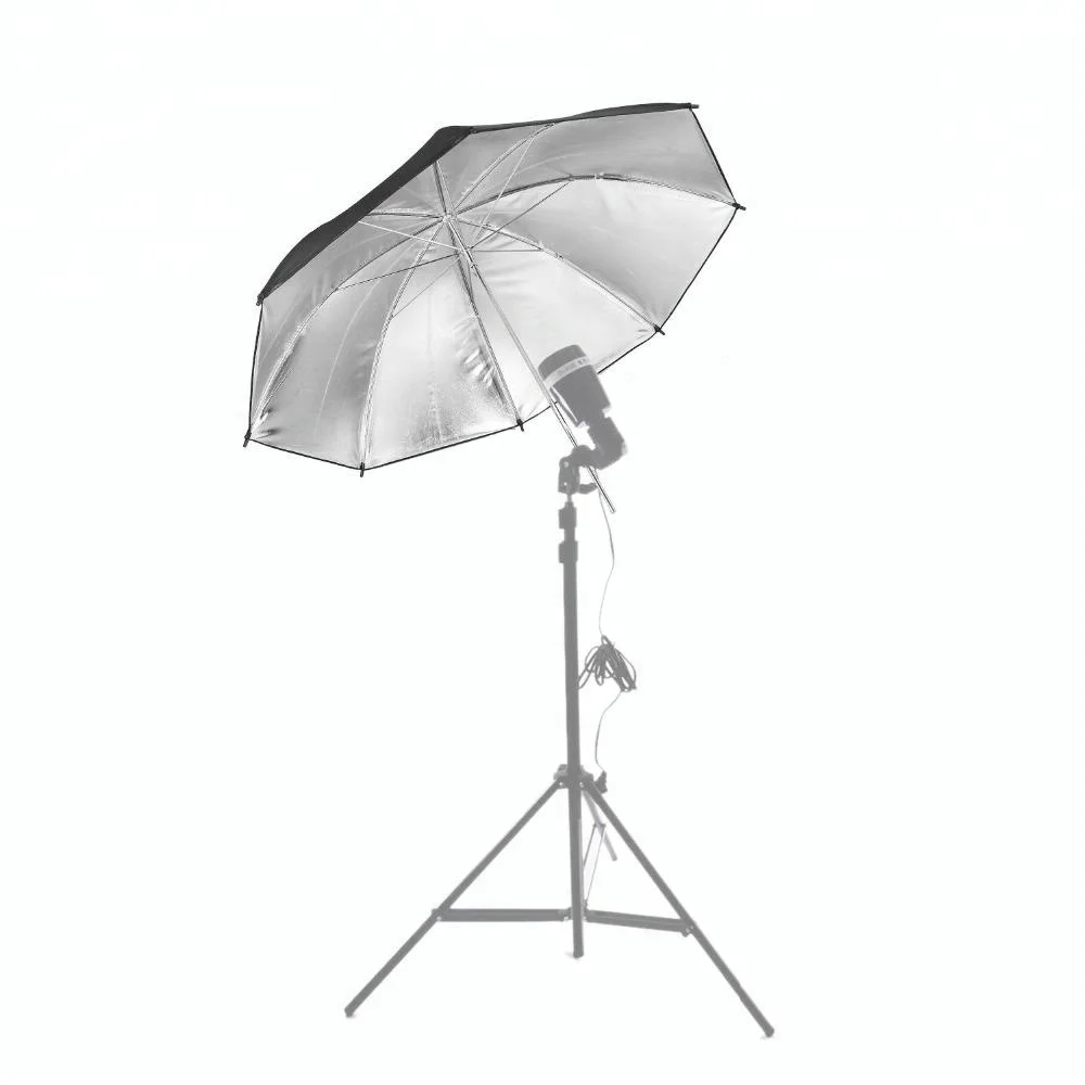 Professional 43 inch Black and Silver Reflector Umbrella for Photo & Video Shooting Studio Flash Light