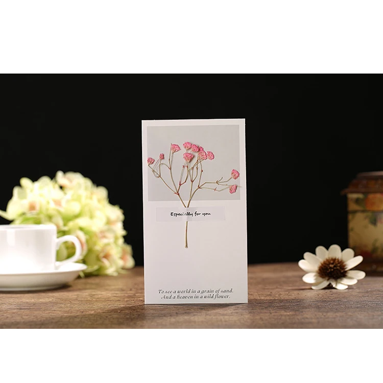 Miniature bouquet of tiny flowers greeting cards with dry cards