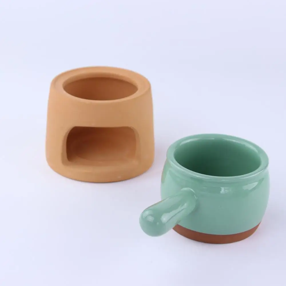 
Burnt Cute light blue Ceramic chocolate fondue, Cheese Melting tools 