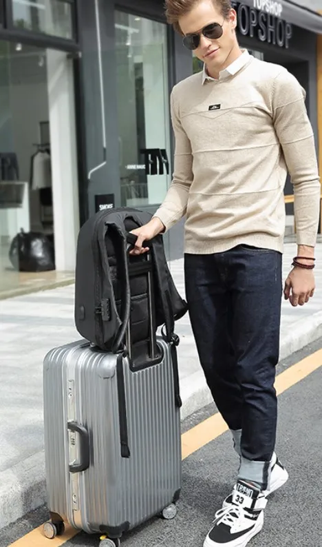 Custom Logo Nylon Men Mochila Escolar Office Back pack Waterproof School Bag Smart USB Charge Anti theft Laptop Backpacks Bag