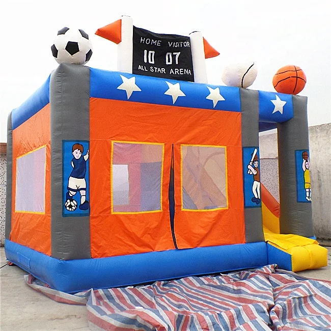 Customized commercial inflatable castle bouncer sport theme combo slide inflatable jumping house with slides for sale