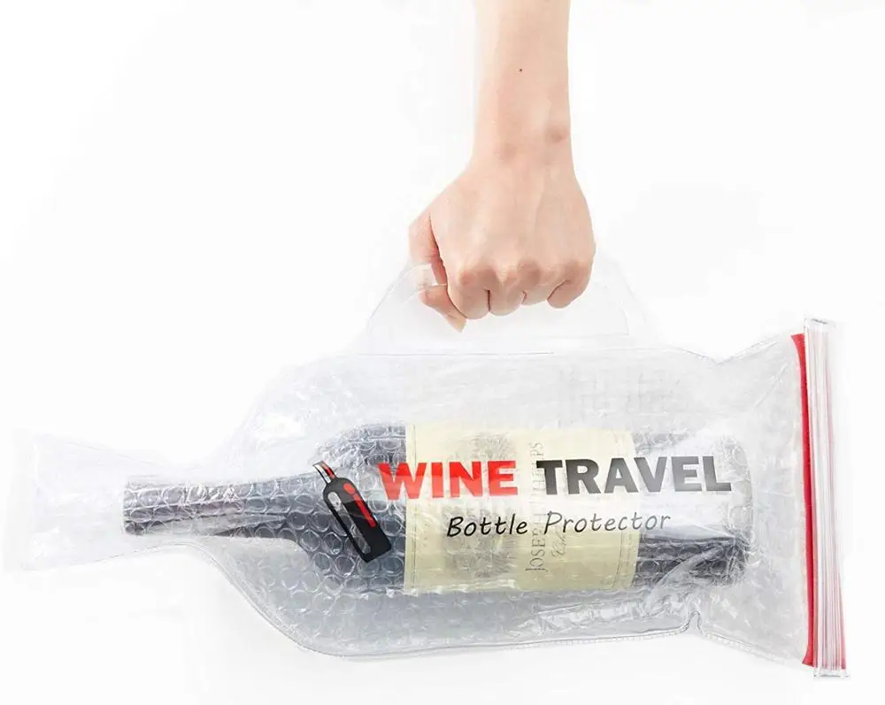 Plastic Wine Bottle Protection Transport Bag with Handle Pvc Bubble Laminated Material