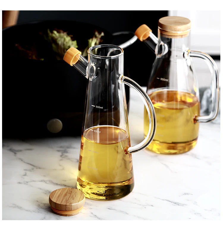 Nordic style glass pitcher with bamboo lid,home decoration glass tea water juice pitcher
