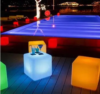 LED cube seat lighting/ RGB rechargeable Led cube light chair / Led garden seat for outdoor