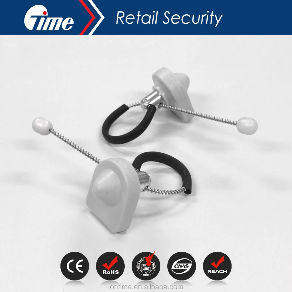 Ontime BT3010 wine bottle security tag Anti-Theft Bottle Neck Hard Tags With 160mm Metal Lanyard Cable made in china