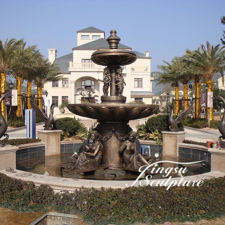 Professional water fountain statues bronze boy statue peeing fountain