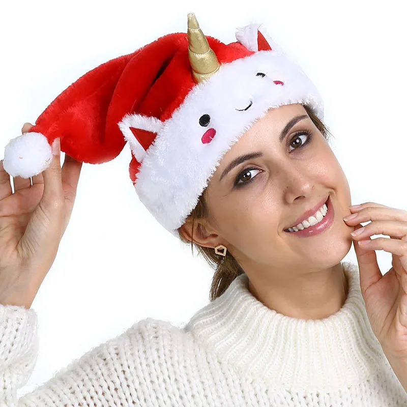 2018 New Christmas Cap Unicorn Santa Claus Hat Santa Hat