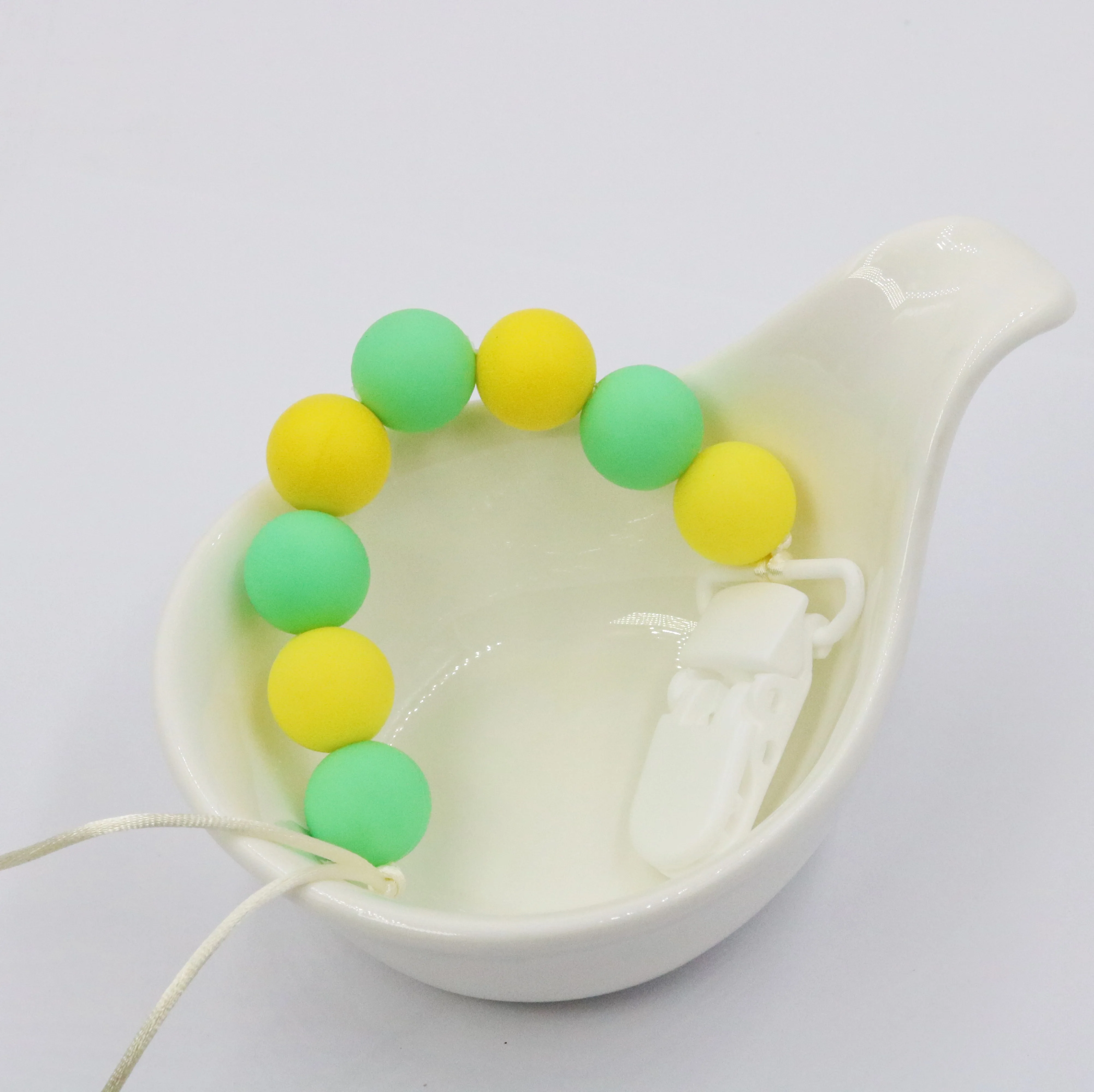 Pacifier Clips Chewable Silicone Bead Baby Teether Holder Baby Teething Beads Relief Toys for Girls and Boys