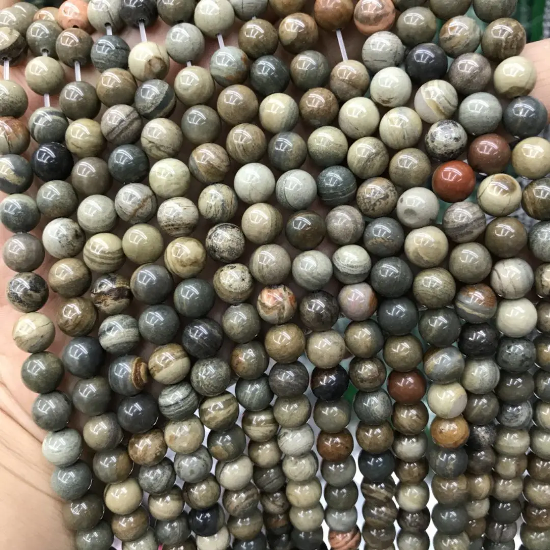 8 мм круглые натуральные Серебряные Листья яшма драгоценные камни свободные бусины