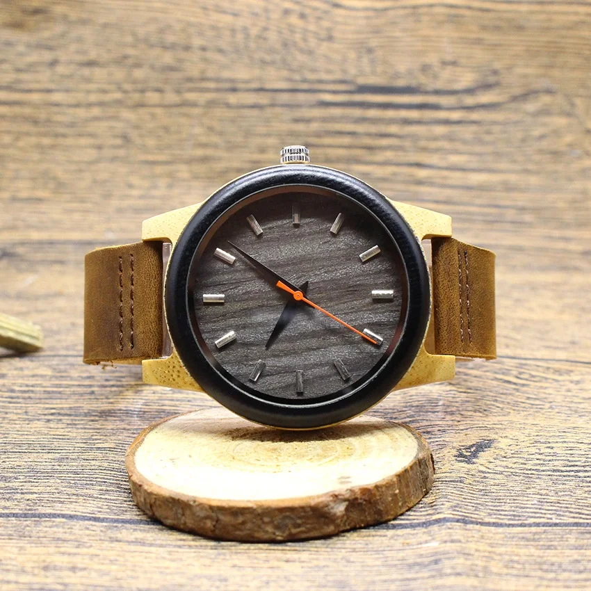 Wholesale Handcrafted Wood Original Watches With Band Custom Logo Digital Design Your Own Bamboo Wood Watch Black Wood Watch