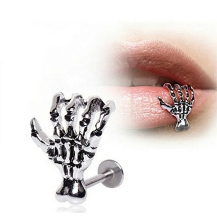 316L Surgical Stainless Steel Skull Lip Piercing Body Piercing Ring