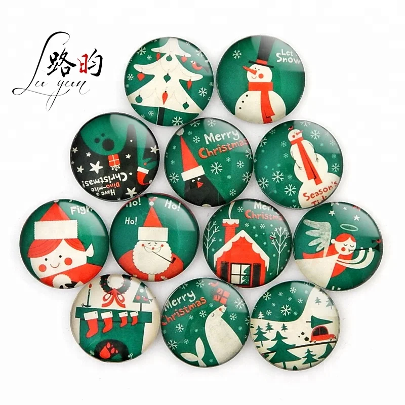 Custom Dome Christmas Tree Santa Claus House Shape Decoration Home Crystal Printed Fridge Magnets Magnets For Fridge