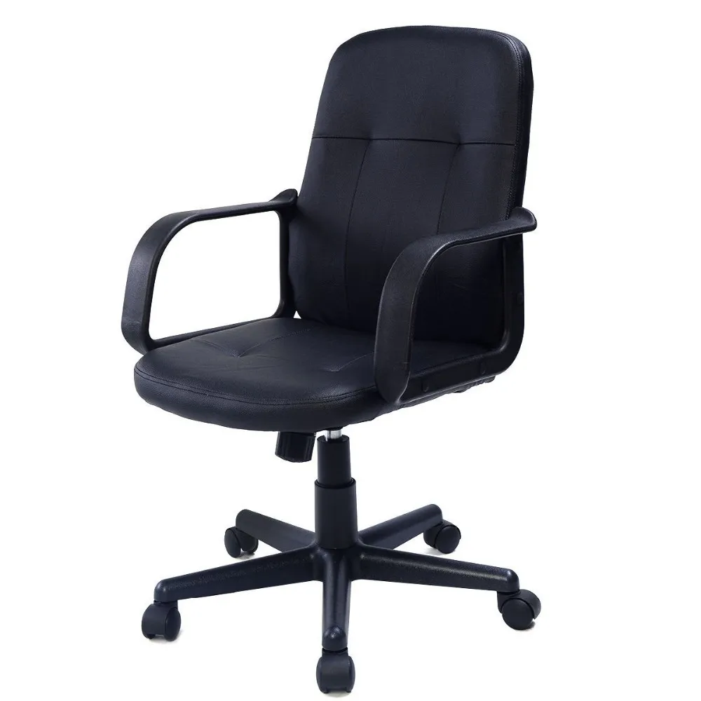 clerk chair middle back office chair black PP armrest soft cushion with PVC face pu wheels JYX0020