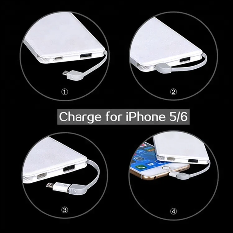 Best selling built-in cable power bank 5000mah for All cell phone