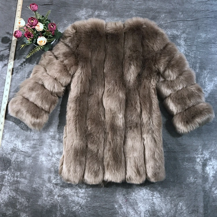 
European popular wholesale long style faux fox fur winter warm coat 