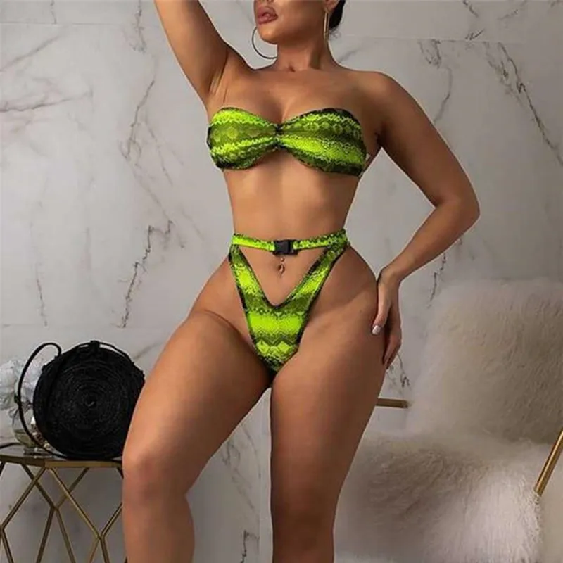 Trending Products 2022 New Arrivals Snake Transparent Bikini 3 Piece Swimwear With  Cover Ups