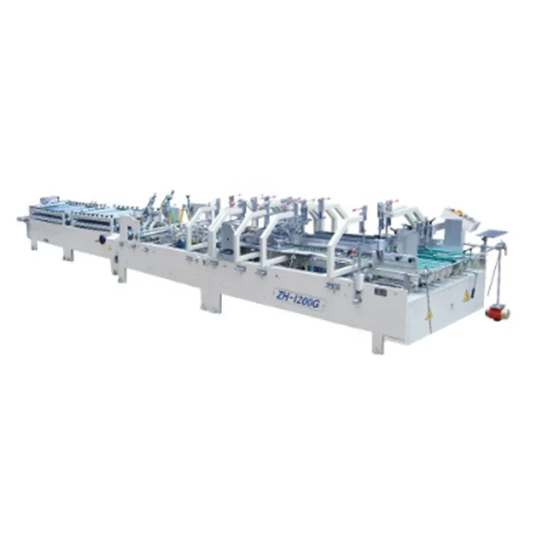 ZH-1200G automatic folder gluer lock bottom box folding and gluing machine