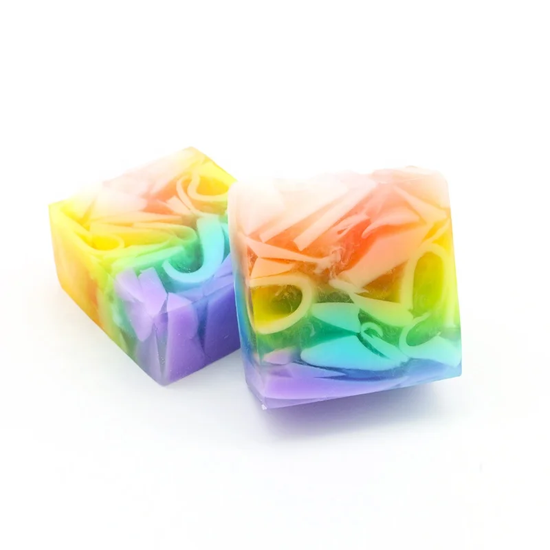
Multi Colourful handmade essential oil soap rainbow fragrance soap bar 