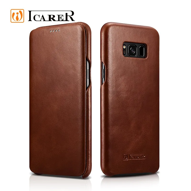ICARER Новая натуральная кожа откидная крышка чехол для Samsung S8 и S8 плюс