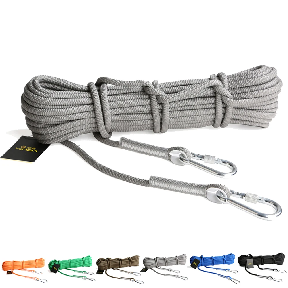 XINDA outdoor 9.5mm  climbing safety rope  with 2 pieces carabiners