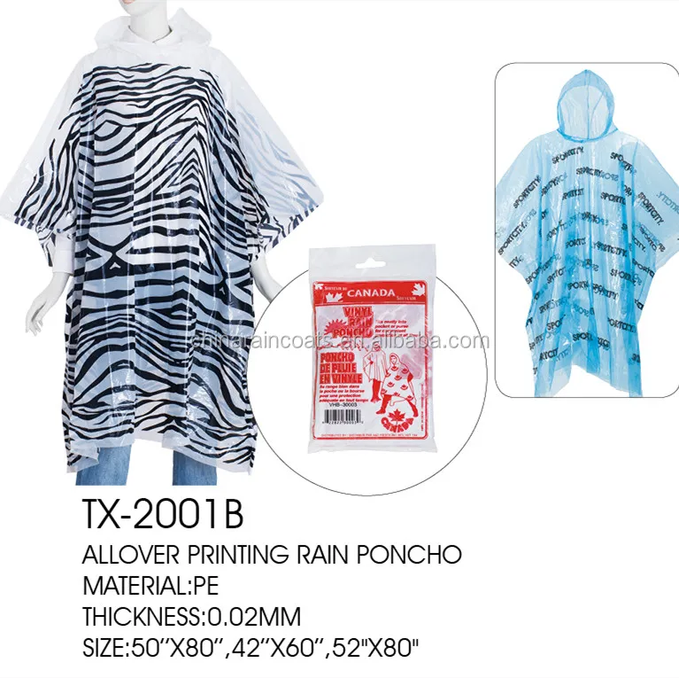 PE Rain Ponchos Disposable With Free printing