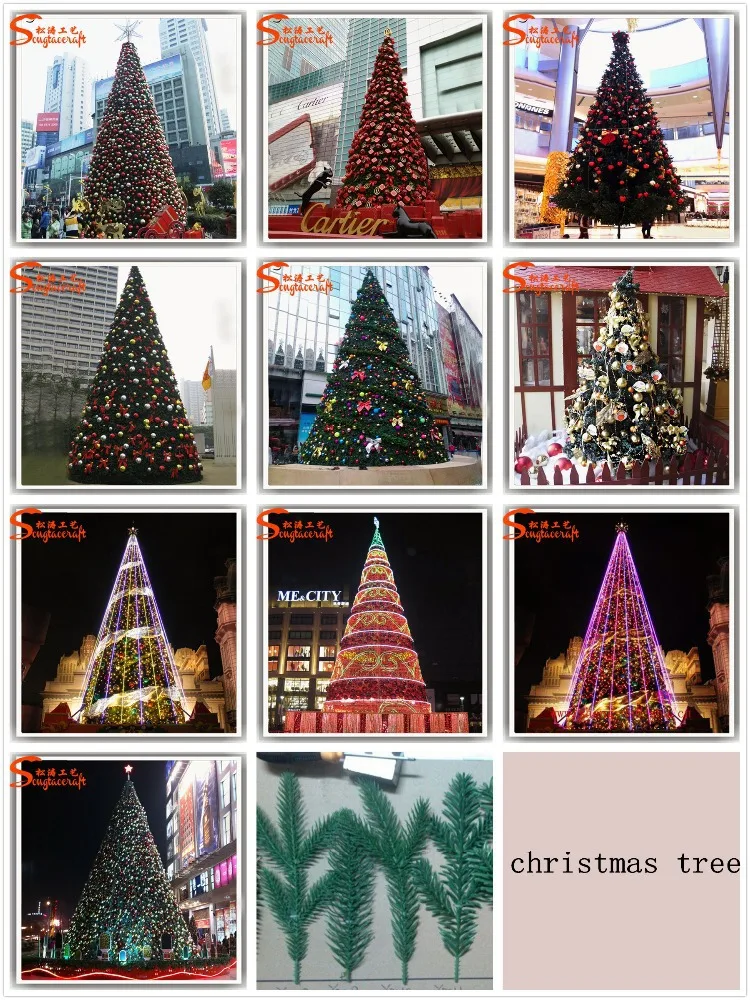 Frame Artificial Giant Christmas Tree Ornament Decoration 6meter Metal 107- Xmas Tree Pvc&pe&fiber Glass Red, Green and White
