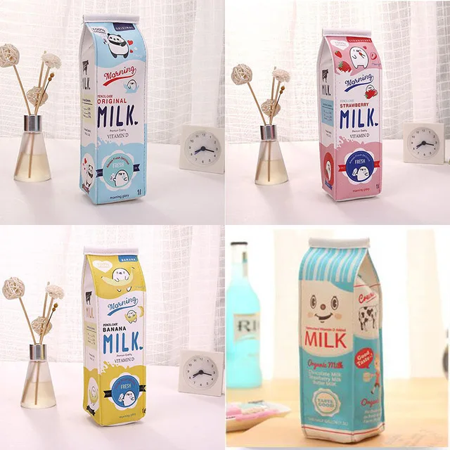 
Kawaii Leather Milk Pencil Case School Pencil Case for Girls Boys 