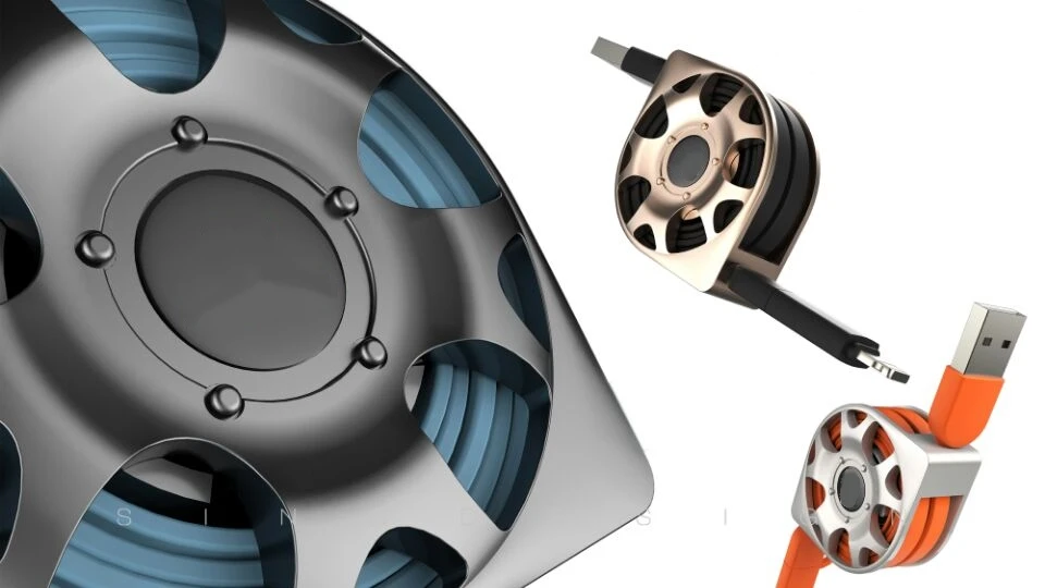 Factory New design wheel type 2 in 1 retractable USB data cable type c charging Adapter