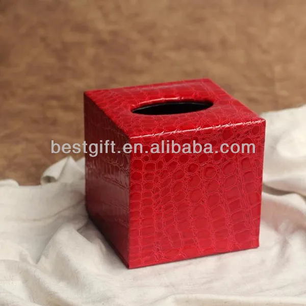 red crocodile leather tissue box/ luxury hotel use tissue holder