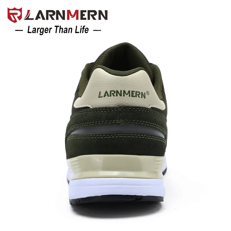 Защитная обувь LARNMERN для мужчин со стальным носком камуфляжная зеленая дышащая замшевая рабочая обувь для мужчин защитная Строительная обувь кроссовки
