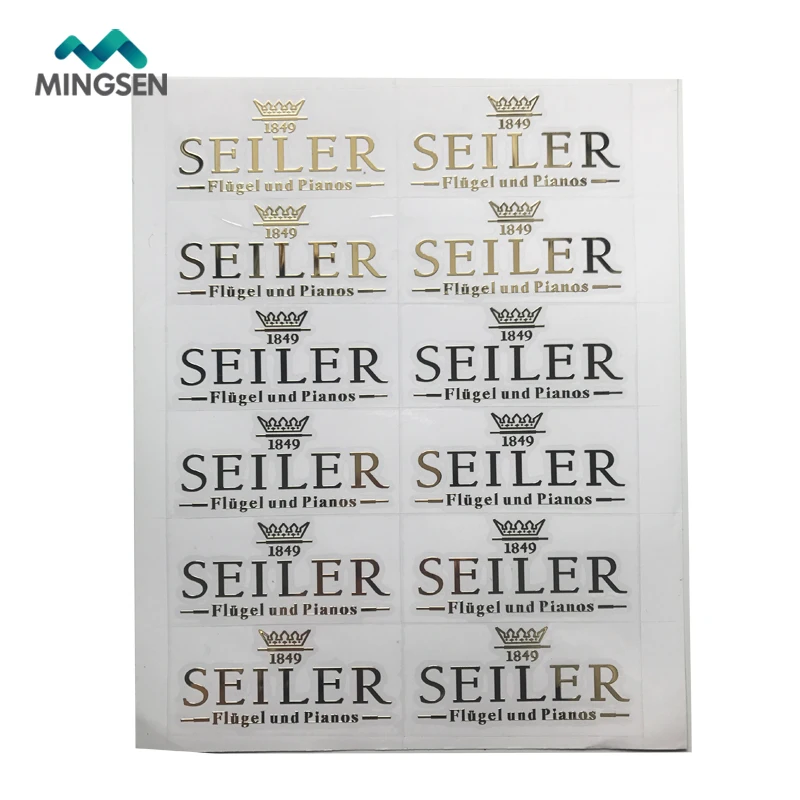 custom waterproof die cut gold silver thin metal sticker electroform nicker sticker