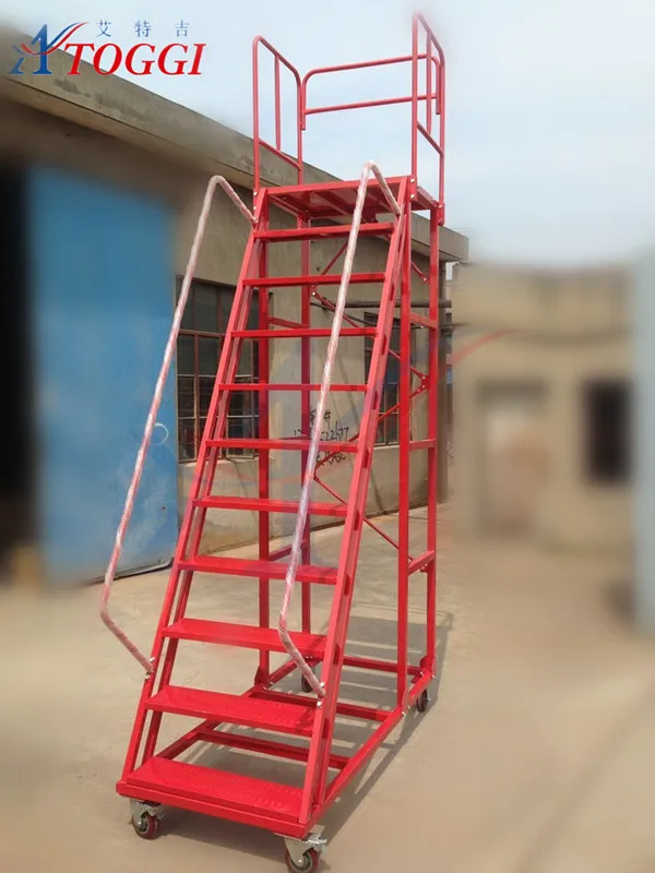 safety collapsible steel step ladder with wheels for sale