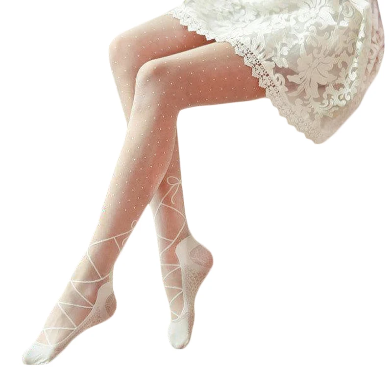 AJ18567 женские прозрачные колготки с узором в горошек