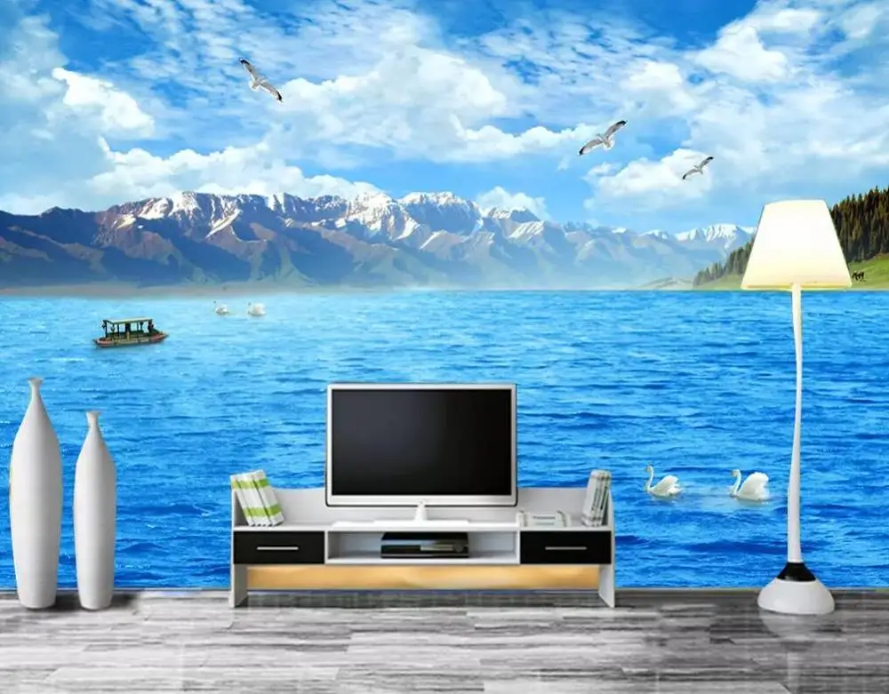 ZHIHAI water lake island mountains trees print modern background kids living room wall decorations