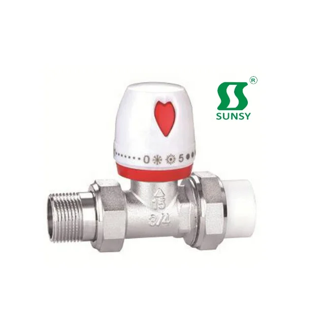 SS7010 yuhuan factory BSP NPT Brass manual thermostatic temperature control angle  straight type  valve