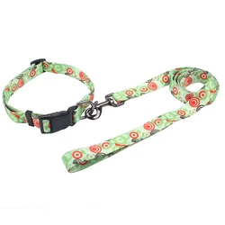 2023 Top Selling  Nylon Sublimation Printed Pet Dog Collar And Leash Set Custom Logo Collar Leash For Dog