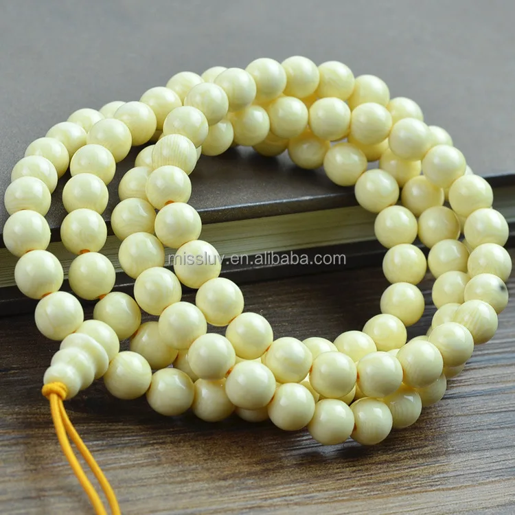imitate ivory buddhist Bracelet Necklace Jewelry 108 mala beads wholesale 108 ivory beaded bracelet