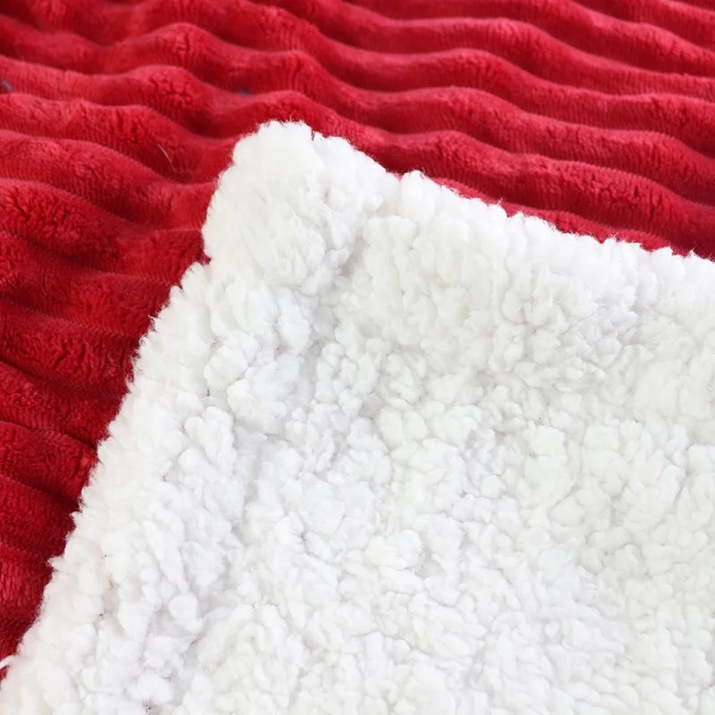 Super soft oversized 100% polyester plush red  velvet sherpa throw blanket black