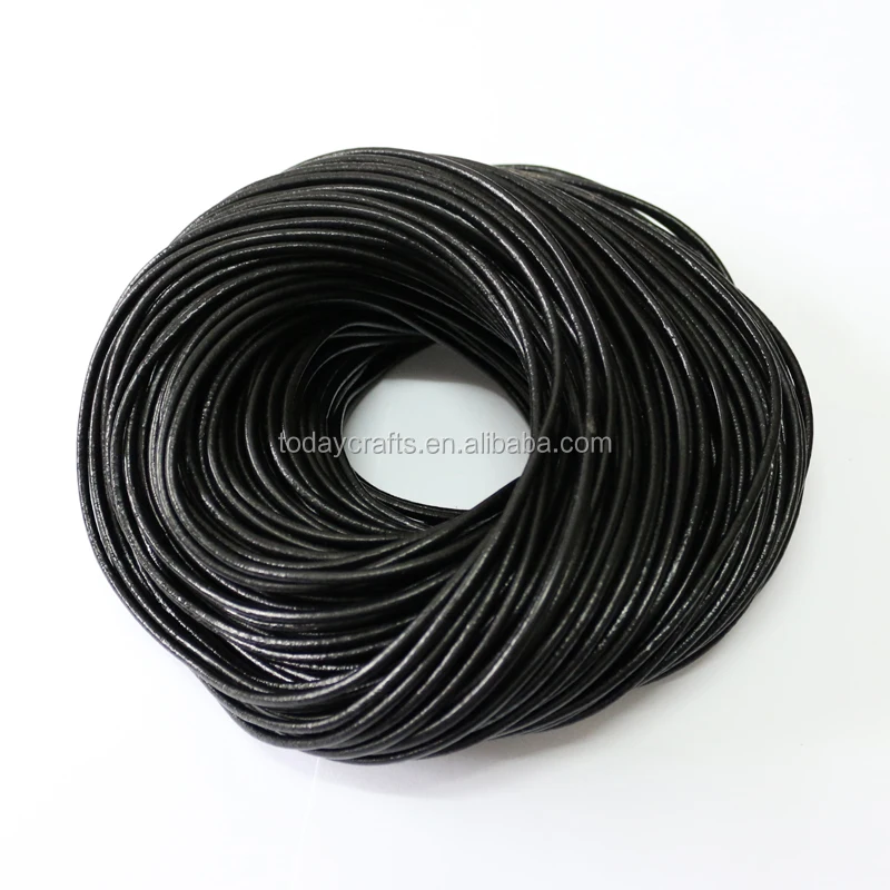 1,5 мм 2 мм Горячая Распродажа натуральный круглый черный металлический кожаный шнур для ювелирных изделий