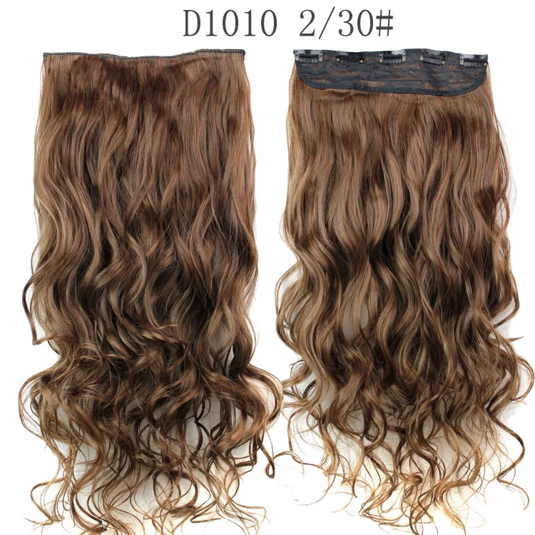 Aisi Hair Cheap 24 Inch Heat Resistant Synthetic Long Curly Wavy 5 Clip in Hair Extensions Long Wave Hairpieces for Women