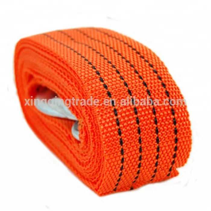 Tow Rope 9 Ft 3 Tonnes Car Towed Band Truck Pulling Rope with Wrought Iron Hook Yellow