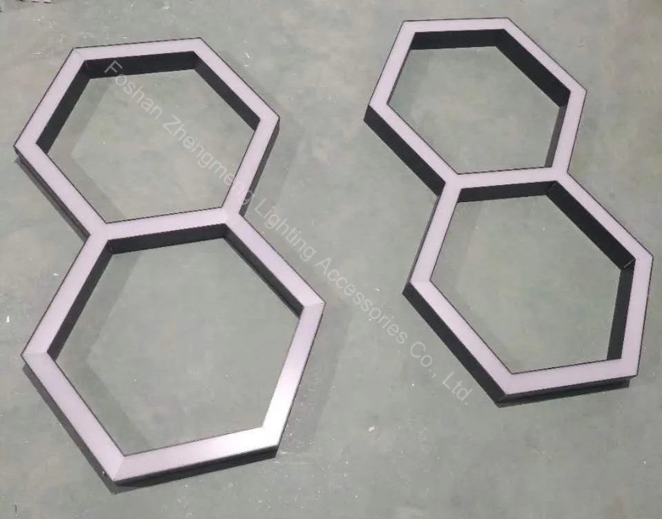 customized unique shape 120 degree black powder coat led hexagon aluminum profile with link pin connectors
