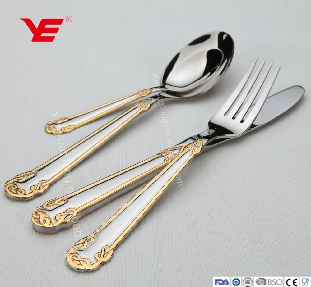 
Stainless steel table spoon set with gold and silver plated for Saudi Arabic market 