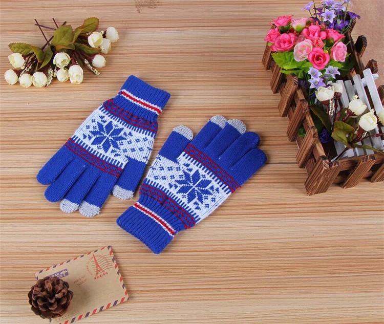 Factory New Style Promotion Knitted Acrylic Touch Sensor Screen Finger Gloves for Smartphone Winter Women Warm Glove Wholesale