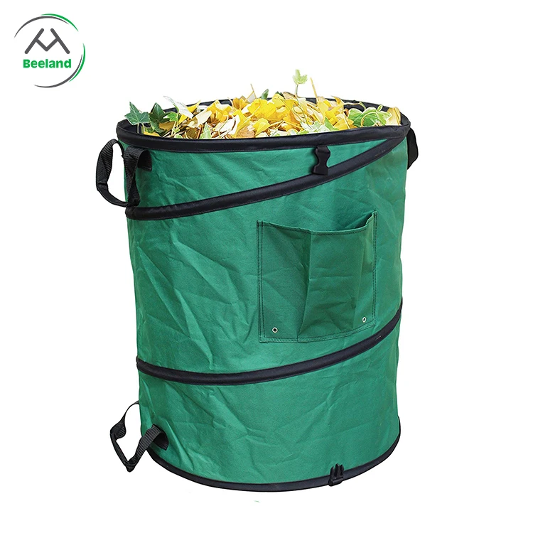 Custom Collapsible 30 Gallon Canvas Garden Waste Bag Pop up Reusable Yard Leaf Bag Holder