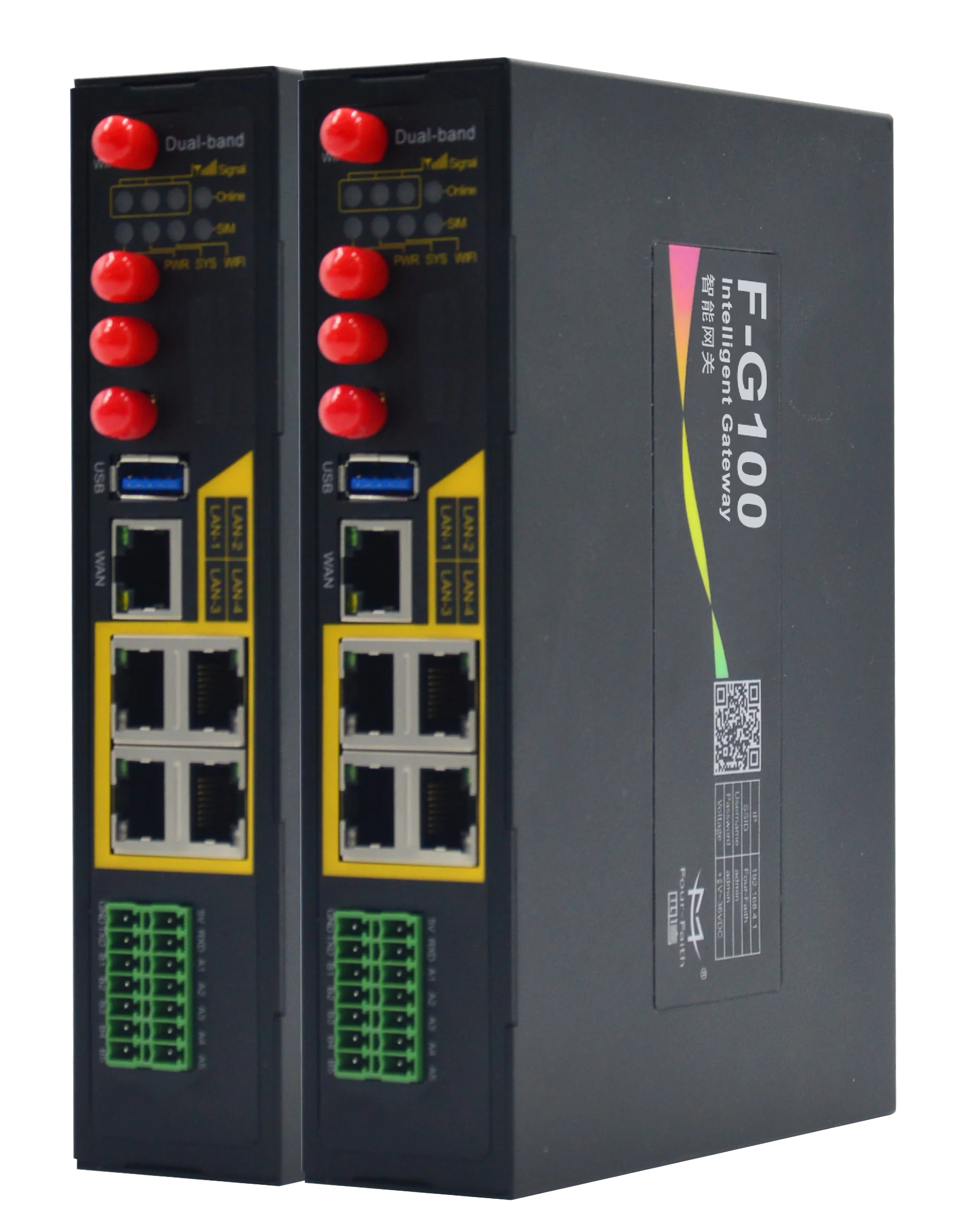 F-G100 Edge gateway with 4G network support MQTT for AWS/Ali/Baidu cloud platform support multiple industrial protocol for PLC