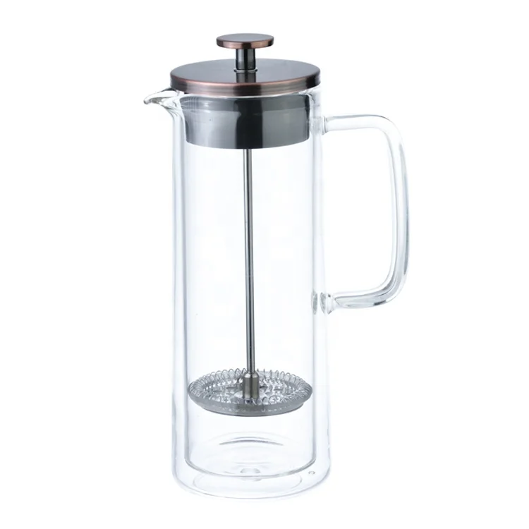 Double Wall French Press Coffee With Stainless Steel Coffee Plunger, Glass Tea Pot