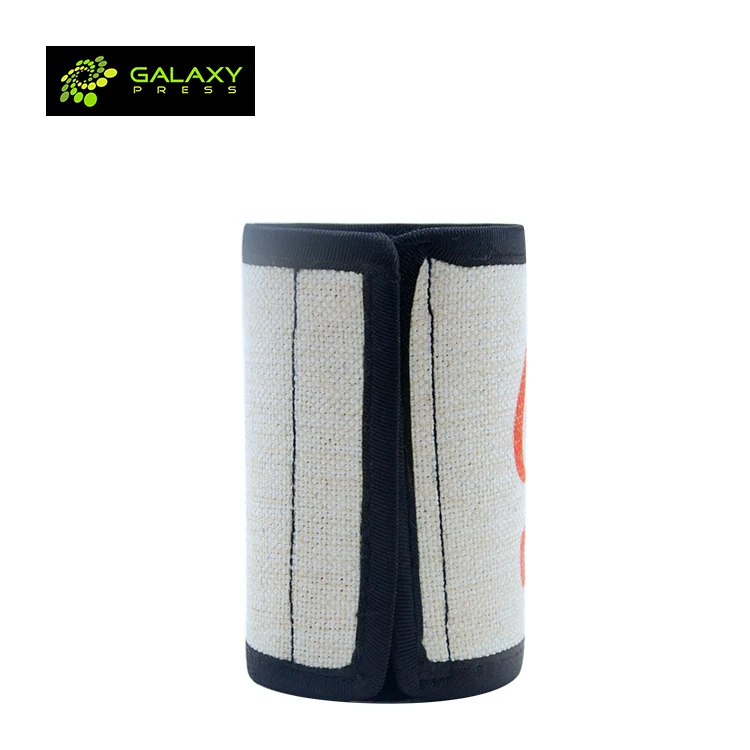 New material coming! Sublimation Textile blanks Linen Can Cooler with Black edge