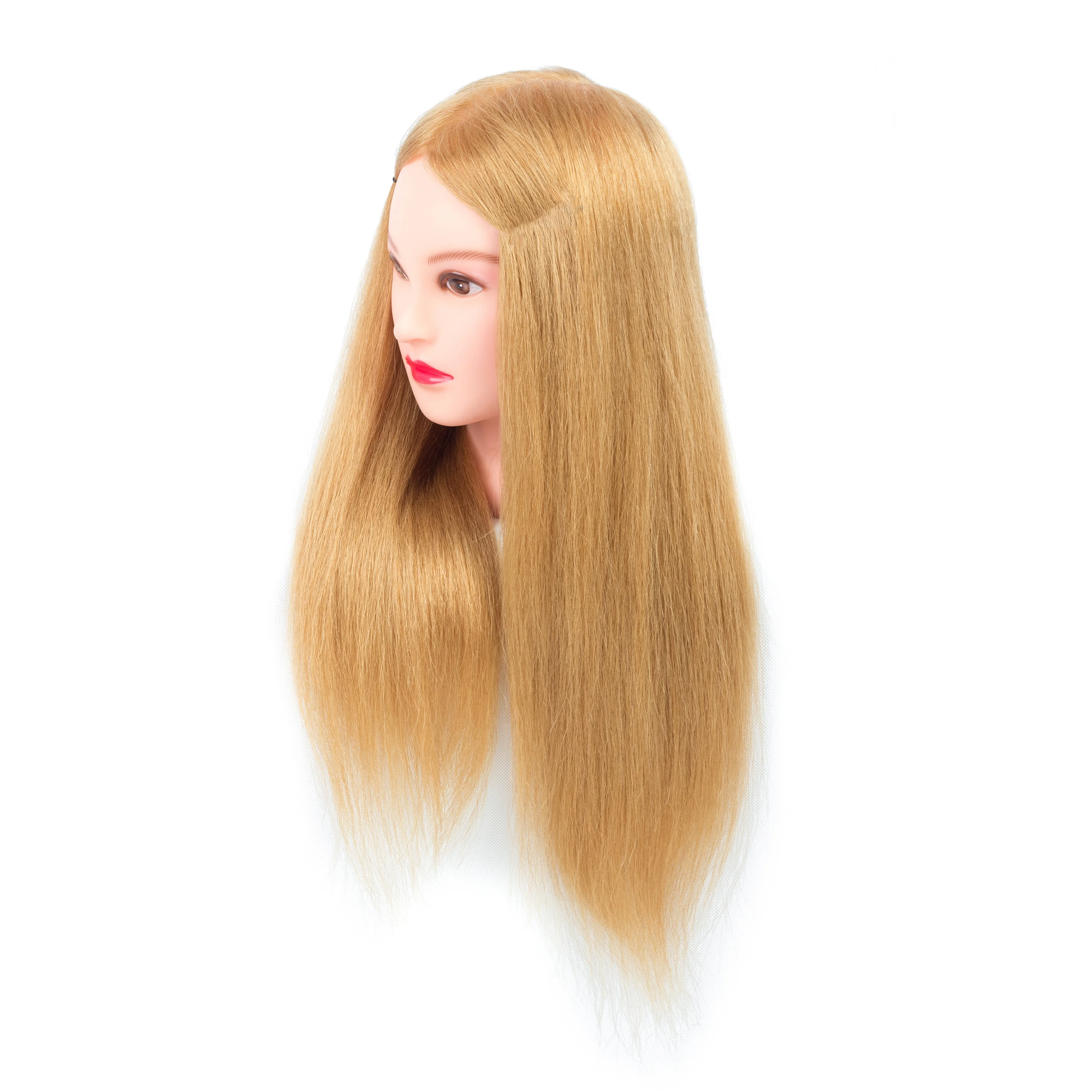 Factory wholesale 30% Golden Real hair salon Manneqain Training head Models Haircut Hairressing