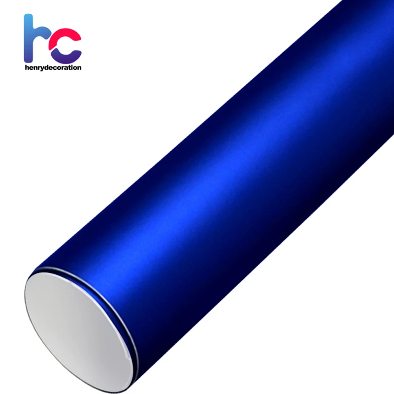 1.52*18m blue matte chrome vinyl car wrap with air bubble free
